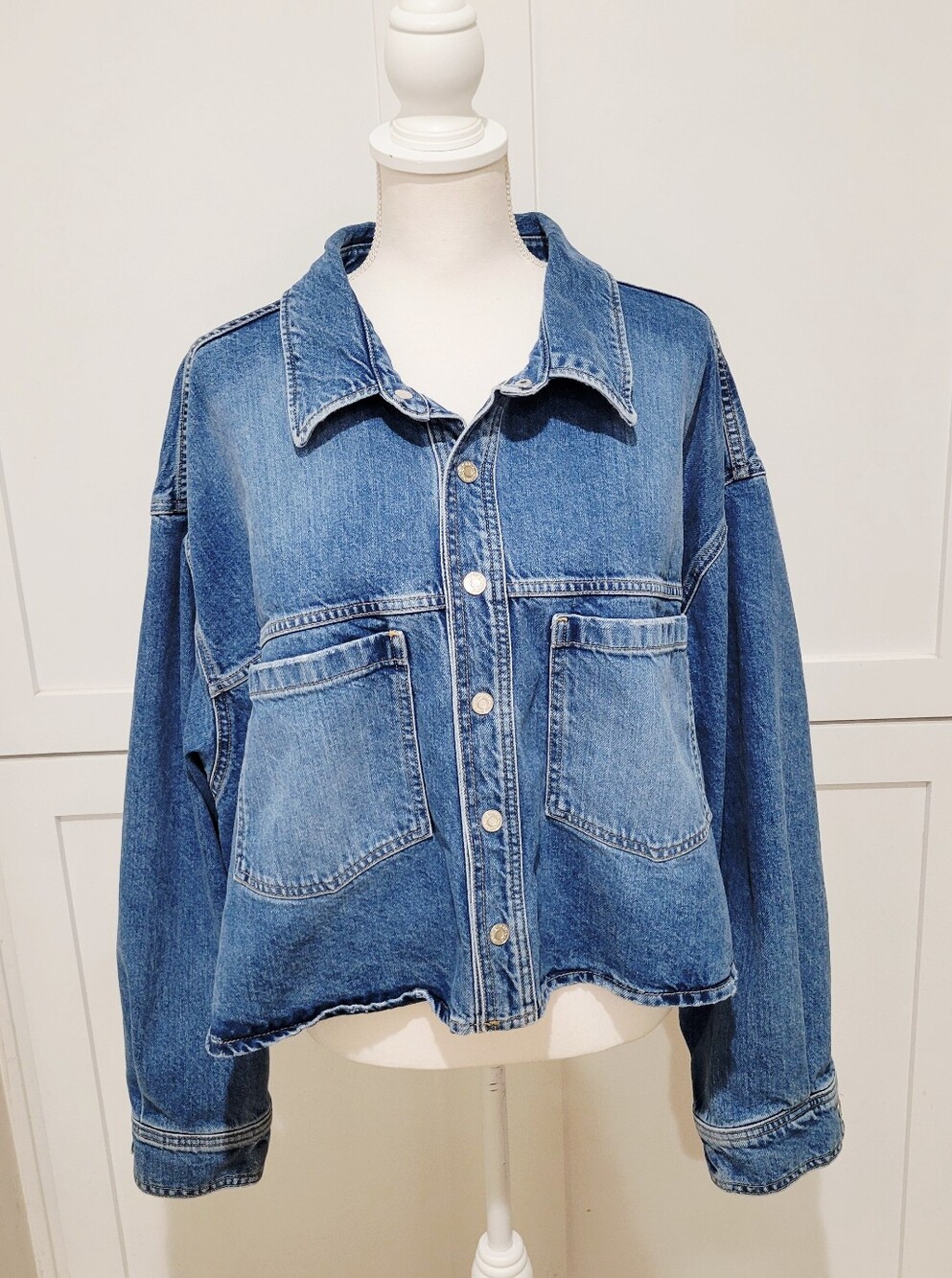 100% Cotton Blue Short Denim Jacket | Size 4X